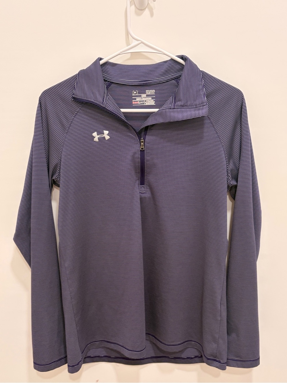 Under Armour Navy and White Striped 1/4 Zip Swim Coverup
